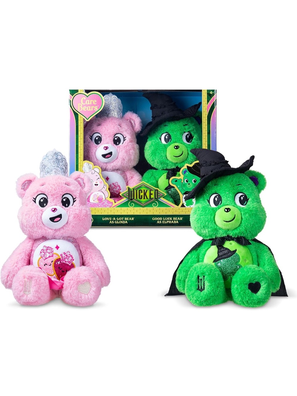 Care Bears Pink Love-A-Lot & Green Good Luck Plush Set - Pink, Green